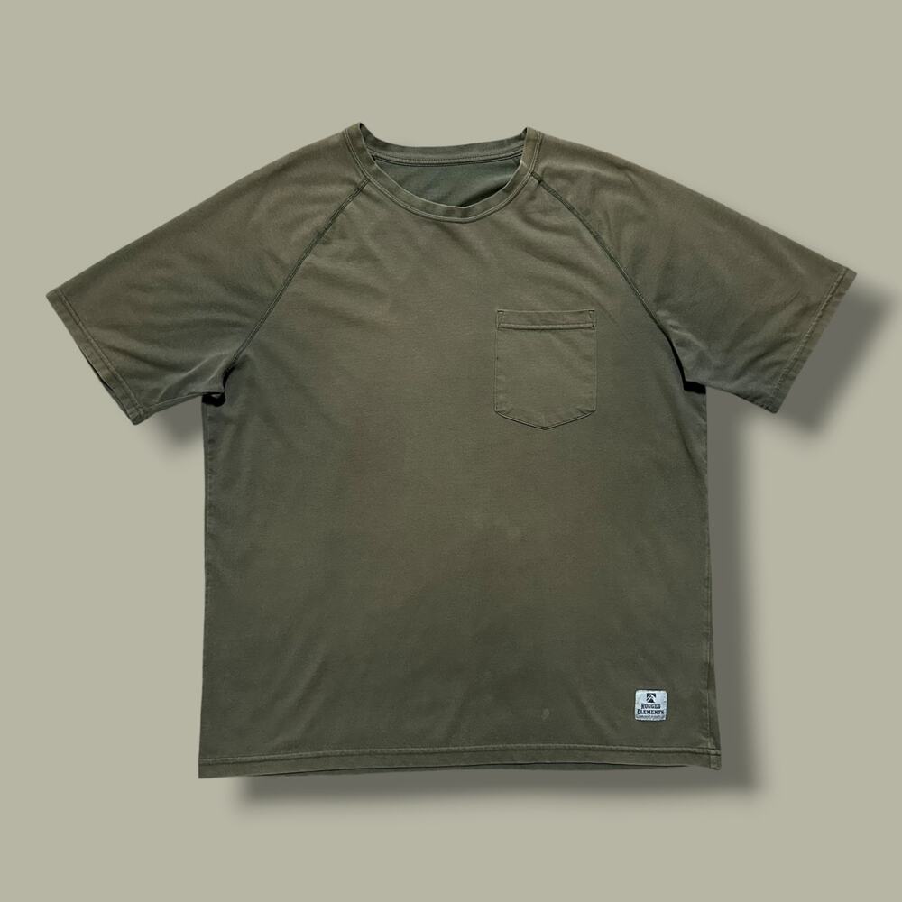 Sun Faded Shirt Blank Pocket Tee y2k Olive Green Minimalist Aesthetic Large